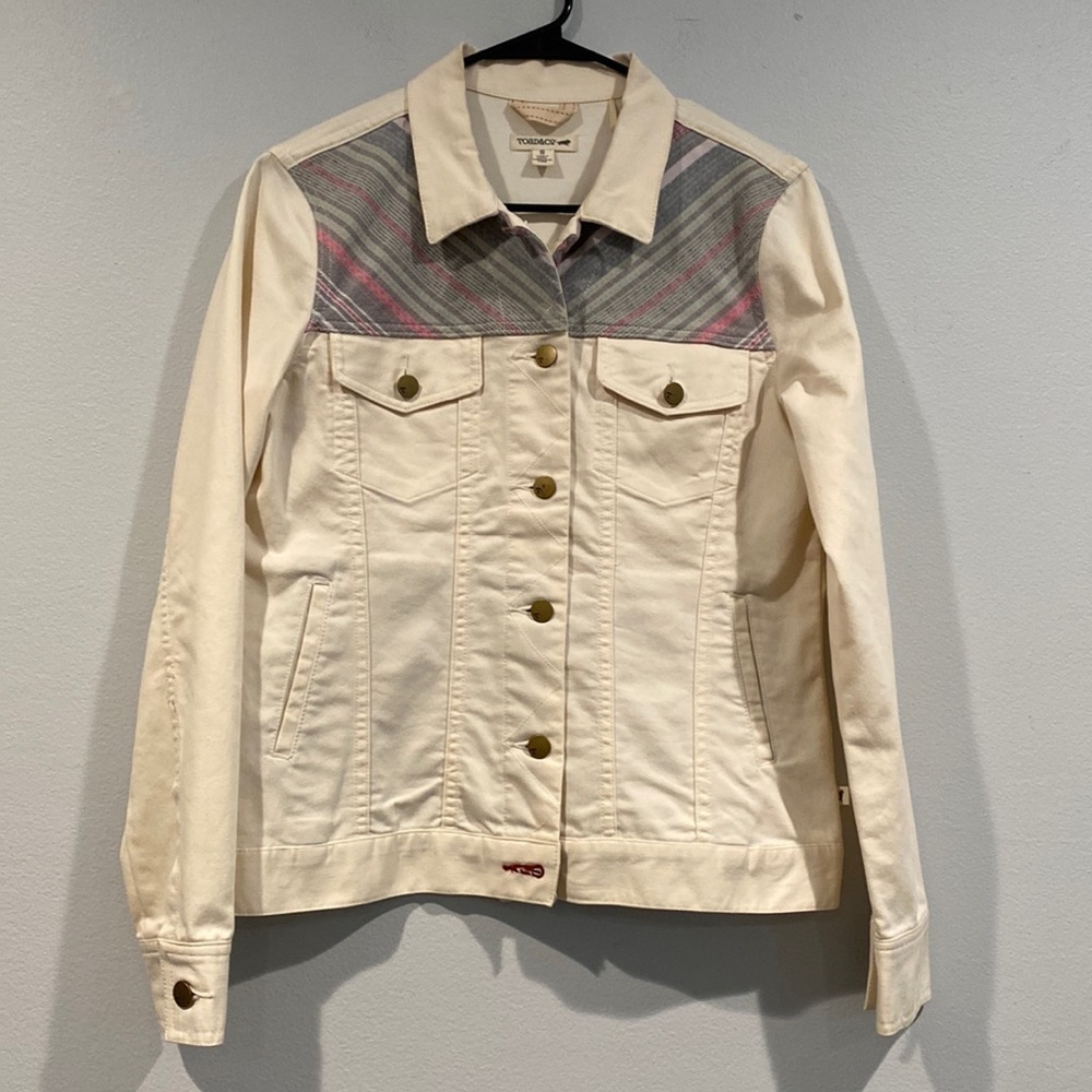 Toad & Co. Cream Colored Denim Jacket With Panels